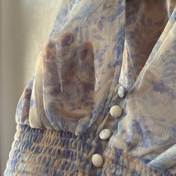 FREE PEOPLE Floral Blue Women's Top - Picture 6 of 9